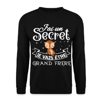 Annonce Bébé Secret Futur Grande Frère Body Unique - Sweat-shirt Unisexe - noir - Devant - Alina (178cm) & Michal (187cm)