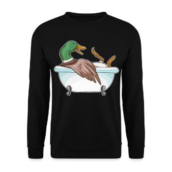 Ente Baden Badewanne - Unisex Pullover - Schwarz - Vorne - Alina (178cm) & Michal (187cm)