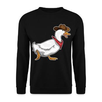 Canard Cowboy Chapeau de cowboy - Sweat-shirt Unisexe - noir - Devant - Alina (178cm) & Michal (187cm)