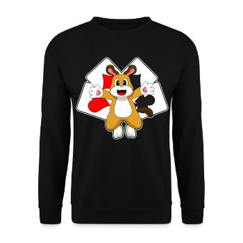 Hund Poker Pokerkarten - Unisex Pullover - Schwarz - Vorne - Alina (178cm) & Michal (187cm)