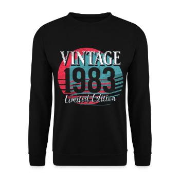 40e anniversaire Millésime 1983 Rétro Coucher de soleil - Sweat-shirt Unisexe - noir - Devant - Alina (178cm) & Michal (187cm)