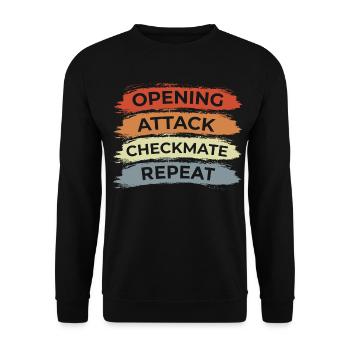 Schach Spruch - Unisex Pullover - Schwarz - Vorne - Alina (178cm) & Michal (187cm)