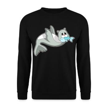 Poisson phoque - Sweat-shirt Unisexe - noir - Devant - Alina (178cm) & Michal (187cm)