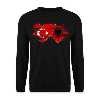 Turquie Albanie drapeau coeur utilisé - Sweat-shirt Unisexe - noir - Devant - Alina (178cm) & Michal (187cm)