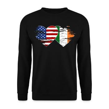 USA Ireland flag heart used - Unisex Sweatshirt - black - Front - Alina (178cm) & Michal (187cm)