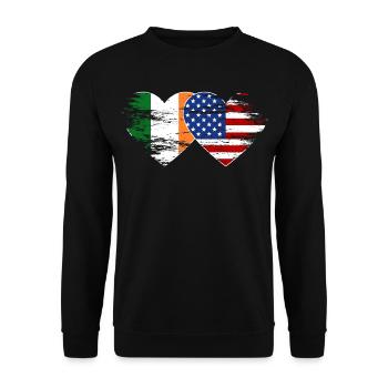 Ireland USA flag heart used - Unisex Sweatshirt - black - Front - Alina (178cm) & Michal (187cm)