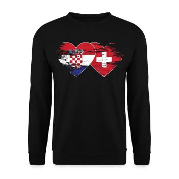 Croatie Suisse drapeau coeur utilisé - Sweat-shirt Unisexe - noir - Devant - Alina (178cm) & Michal (187cm)