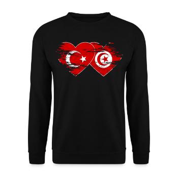 Turquie Drapeau Tunisie coeur utilisé - Sweat-shirt Unisexe - noir - Devant - Alina (178cm) & Michal (187cm)