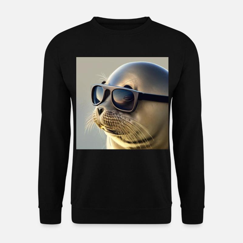 Seehund mit Sonnenbrille - Unisex Pullover - Schwarz
