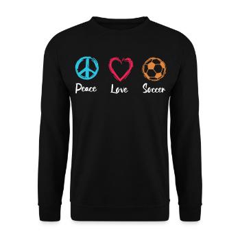 Frieden Liebe Fußball - Unisex Pullover - Schwarz - Vorne - Alina (178cm) & Michal (187cm)