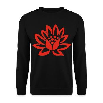 Red Lotus and Nature - Unisex Sweatshirt - black - Front - Alina (178cm) & Michal (187cm)