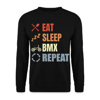 Eat Sleep BMX Repeat - Unisex Sweatshirt - black - Front - Alina (178cm) & Michal (187cm)
