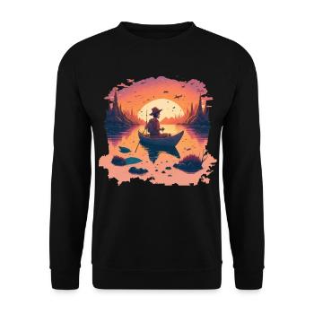 Fishermen in autumn - Unisex Sweatshirt - black - Front - Alina (178cm) & Michal (187cm)