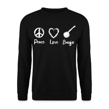 Peace Love Banjo - Sweat-shirt Unisexe - noir - Devant - Alina (178cm) & Michal (187cm)