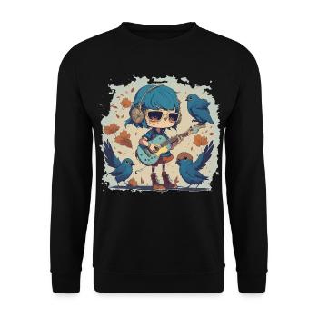 Fille avec guitare en automne - Sweat-shirt Unisexe - noir - Devant - Alina (178cm) & Michal (187cm)