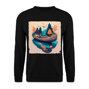 Fantastic angler in autumn - Unisex Sweatshirt - black - Front - Alina (178cm) & Michal (187cm)