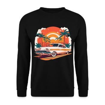 Palm trees sunset American style - Unisex Sweatshirt - black - Front - Alina (178cm) & Michal (187cm)