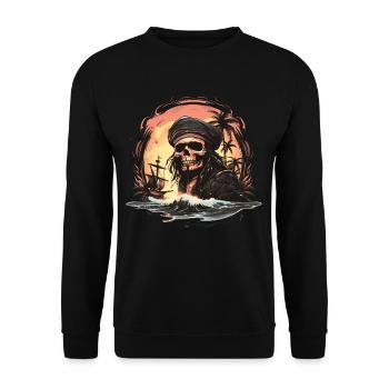 Totenkopfpirat - Unisex Pullover - Schwarz - Vorne - Alina (178cm) & Michal (187cm)