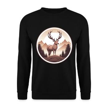 Deer Forest and Mountains - Unisex Sweatshirt - black - Front - Alina (178cm) & Michal (187cm)