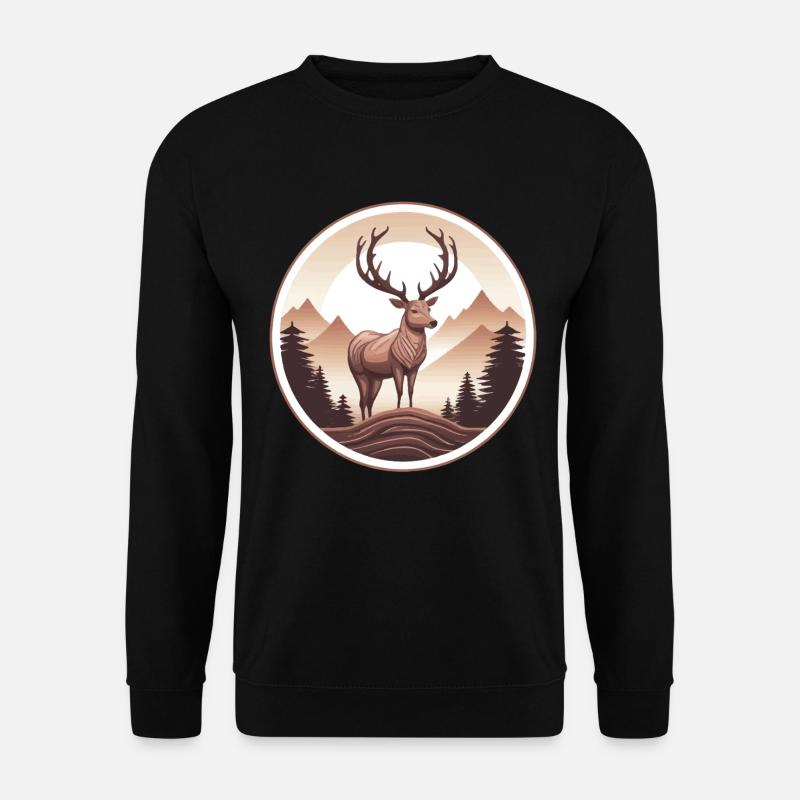 Deer Forest and Mountains - Unisex Sweatshirt - black