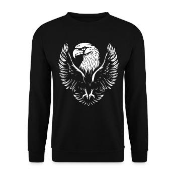 Tête d’aigle avec de larges ailes - Sweat-shirt Unisexe - noir - Devant - Alina (178cm) & Michal (187cm)