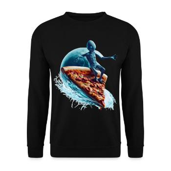 Pizza Surfer Alien - Unisex Sweatshirt - black - Front - Alina (178cm) & Michal (187cm)