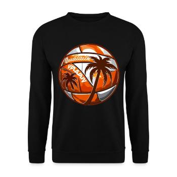 Beach volleyball with palm trees - Unisex Sweatshirt - black - Front - Alina (178cm) & Michal (187cm)