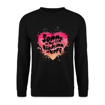 Sonne im Herzen, Spaß im Kopf - Unisex Pullover - Schwarz - Vorne - Alina (178cm) & Michal (187cm)
