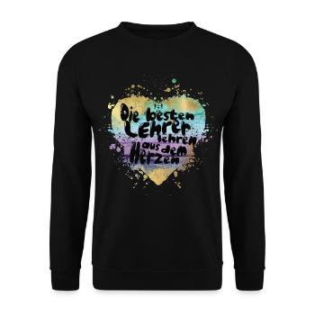 Die besten Lehrer aus dem Herzen - Unisex Pullover - Schwarz - Vorne - Alina (178cm) & Michal (187cm)