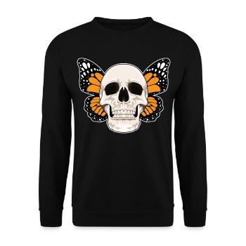 Butterfly Skull - Unisex Sweatshirt - black - Front - Alina (178cm) & Michal (187cm)