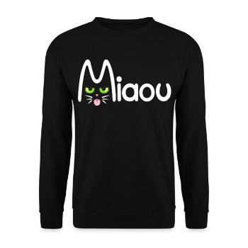 Miaou typographique - Sweat-shirt Unisexe - noir - Devant - Alina (178cm) & Michal (187cm)