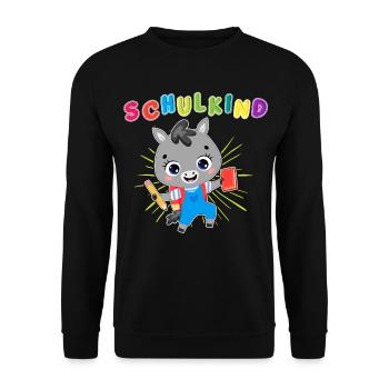 Stilvoll ins Schulleben! Unser Einschulungs-Design - Unisex Pullover - Schwarz - Vorne - Alina (178cm) & Michal (187cm)