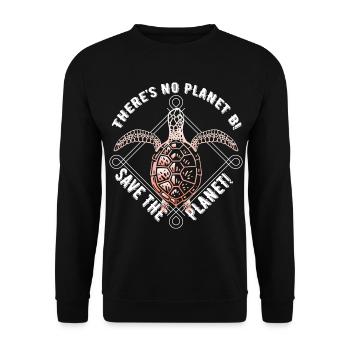 Meeresschildkröte - Rette den Planeten - Kein Planet B! - Unisex Pullover - Schwarz - Vorne - Alina (178cm) & Michal (187cm)