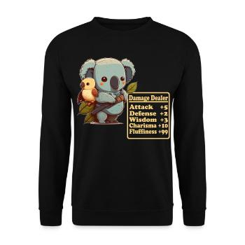 Koala mignon infligeant des dégâts avec des spectacles d’oiseaux - Sweat-shirt Unisexe - noir - Devant - Alina (178cm) & Michal (187cm)