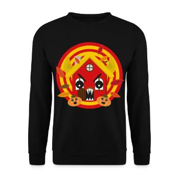 Häuschens Plausch im Herbst - Unisex Pullover - Schwarz - Vorne - Alina (178cm) & Michal (187cm)