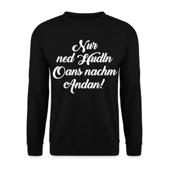 NUR NED HUDLN - OANS NACHM ANDAN - Unisex Pullover - Schwarz - Vorne - Alina (178cm) & Michal (187cm)