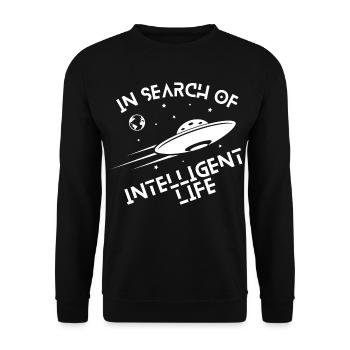 Funny Aliens Quote In Search of Intelligent Life - Unisex Sweatshirt - black - Front - Alina (178cm) & Michal (187cm)