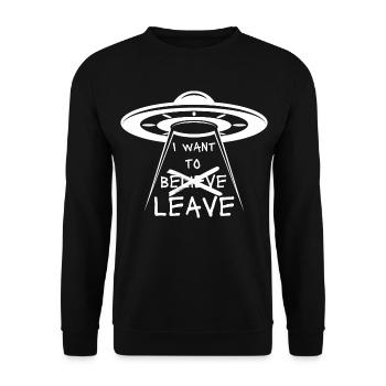 Aliens UFO Funny Quote I Want to Leave - Unisex Sweatshirt - black - Front - Alina (178cm) & Michal (187cm)