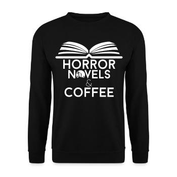 Book Lover Horror Novels and Coffee - Unisex Sweatshirt - black - Front - Alina (178cm) & Michal (187cm)