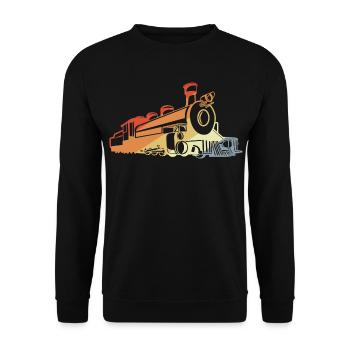 Vintage Dampflokomotive - Unisex Pullover - Schwarz - Vorne - Alina (178cm) & Michal (187cm)