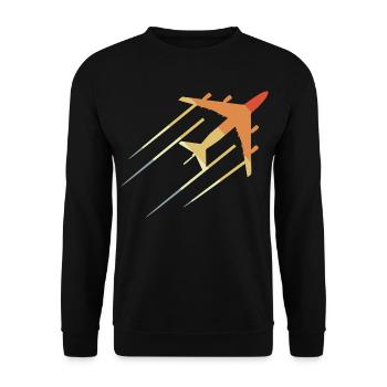 Vintage Flugzeug Zeichnung - Unisex Pullover - Schwarz - Vorne - Alina (178cm) & Michal (187cm)
