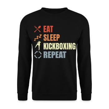 Eat Sleep Kickbox Repeat - Unisex Sweatshirt - black - Front - Alina (178cm) & Michal (187cm)