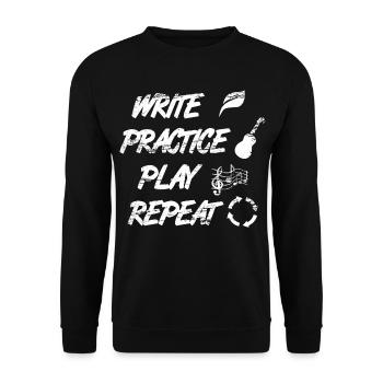 Write Practice Play Repeat - Unisex Sweatshirt - black - Front - Alina (178cm) & Michal (187cm)