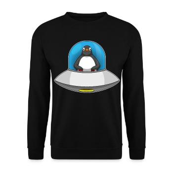 Penguin Spaceship Space - Sweat-shirt Unisexe - noir - Devant - Alina (178cm) & Michal (187cm)