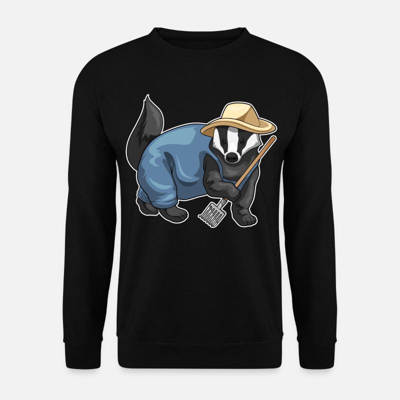 Dachs Landwirt Harke Bauernhof - Unisex Pullover - Schwarz