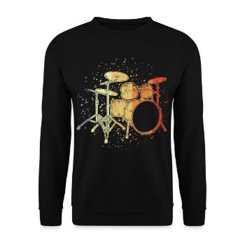 Schlagzeug Vintage Look - Unisex Pullover - Schwarz - Vorne - Alina (178cm) & Michal (187cm)