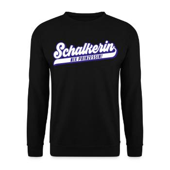 Nix Prinzessin, Schalkerin | Farben änderbar - Unisex Pullover - Schwarz - Vorne - Alina (178cm) & Michal (187cm)