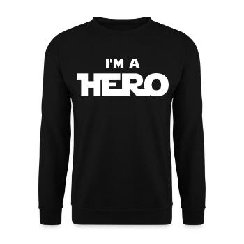Je suis un héros (blanc) - Sweat-shirt Unisexe - noir - Devant - Alina (178cm) & Michal (187cm)