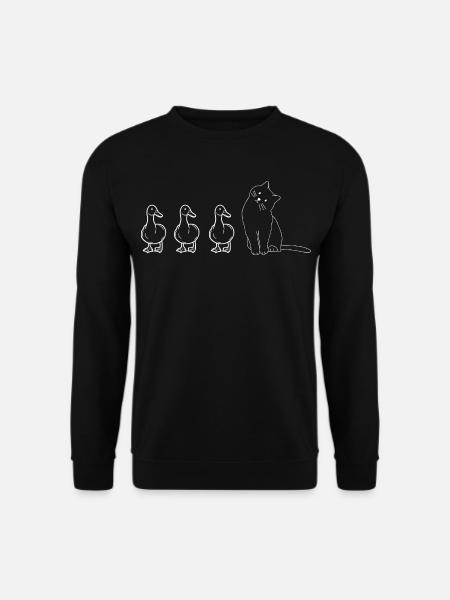 Cute Animals Ducks and Cat - Unisex Sweatshirt - black
