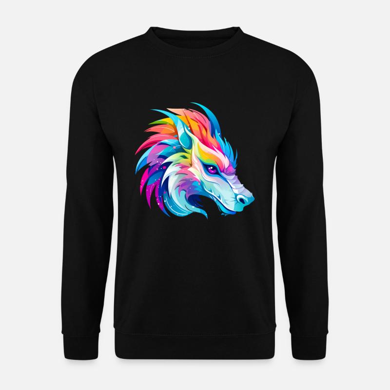 Regenbogen Drache Kopf - Unisex Pullover - Schwarz